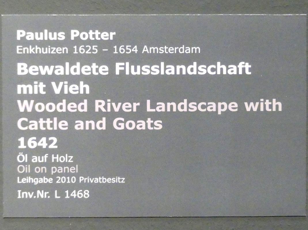 Paulus Potter (1642–1653), Bewaldete Flusslandschaft mit Vieh, Stuttgart, Staatsgalerie, Niederländische Malerei 3, 1642, Bild 2/2