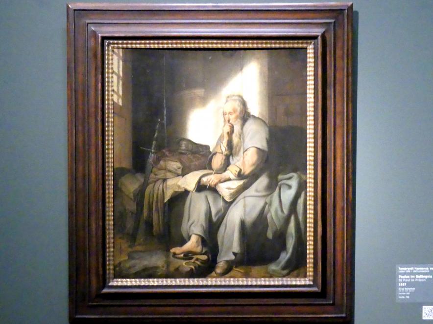 Rembrandt (Rembrandt Harmenszoon van Rijn) (1627–1669), Paulus im Gefängnis, Stuttgart, Staatsgalerie, Niederländische Malerei 3, 1627, Bild 1/3