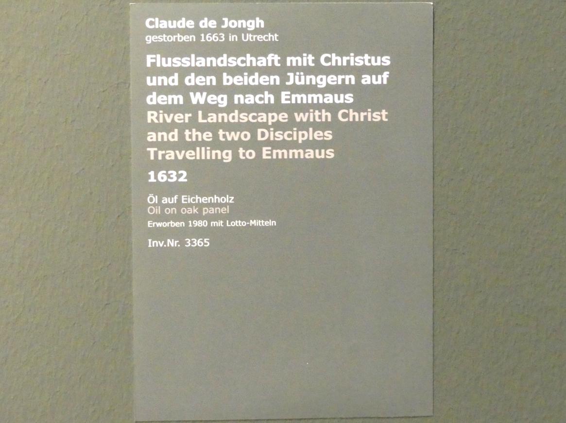 Claude de Jongh (1630–1648), Flusslandschaft mit Christus und den beiden Jüngern auf dem Weg nach Emmaus, Stuttgart, Staatsgalerie, Niederländische Malerei 3, 1632, Bild 2/2
