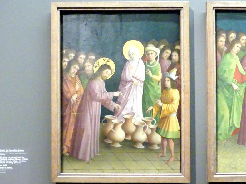 Meister der Darmstädter Passion (1435–1460), Christus verwandelt auf der Hochzeit zu Kana Wasser in Wein, Stuttgart, Staatsgalerie, Altdeutsche Malerei 2, um 1435