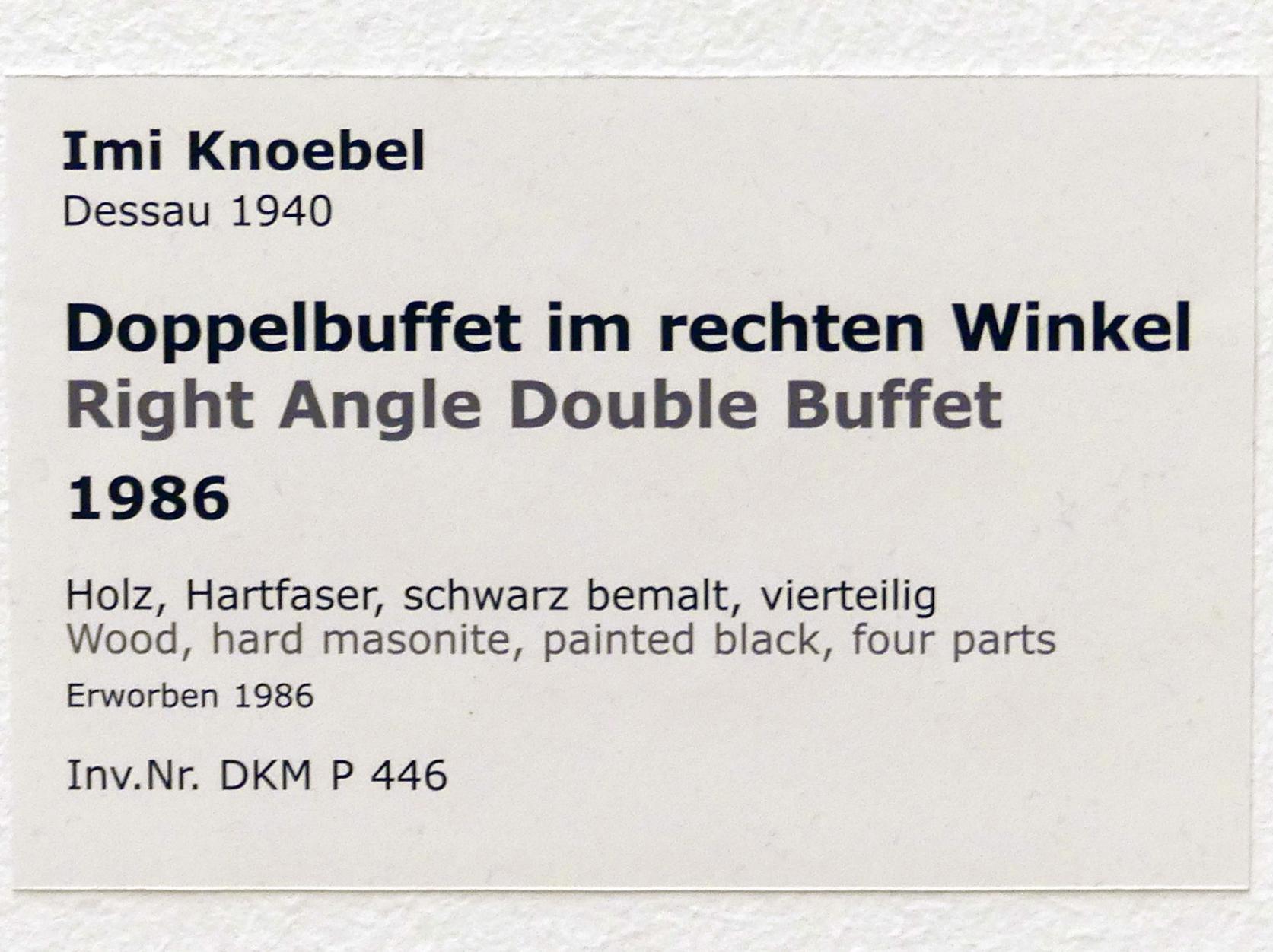 Imi Knoebel (Klaus Wolf Knoebel) (1968–1995), Doppelbuffet im rechten Winkel, Stuttgart, Staatsgalerie, Internationale Malerei, Skulptur und Gegenwartskunst 1, 1986, Bild 3/3