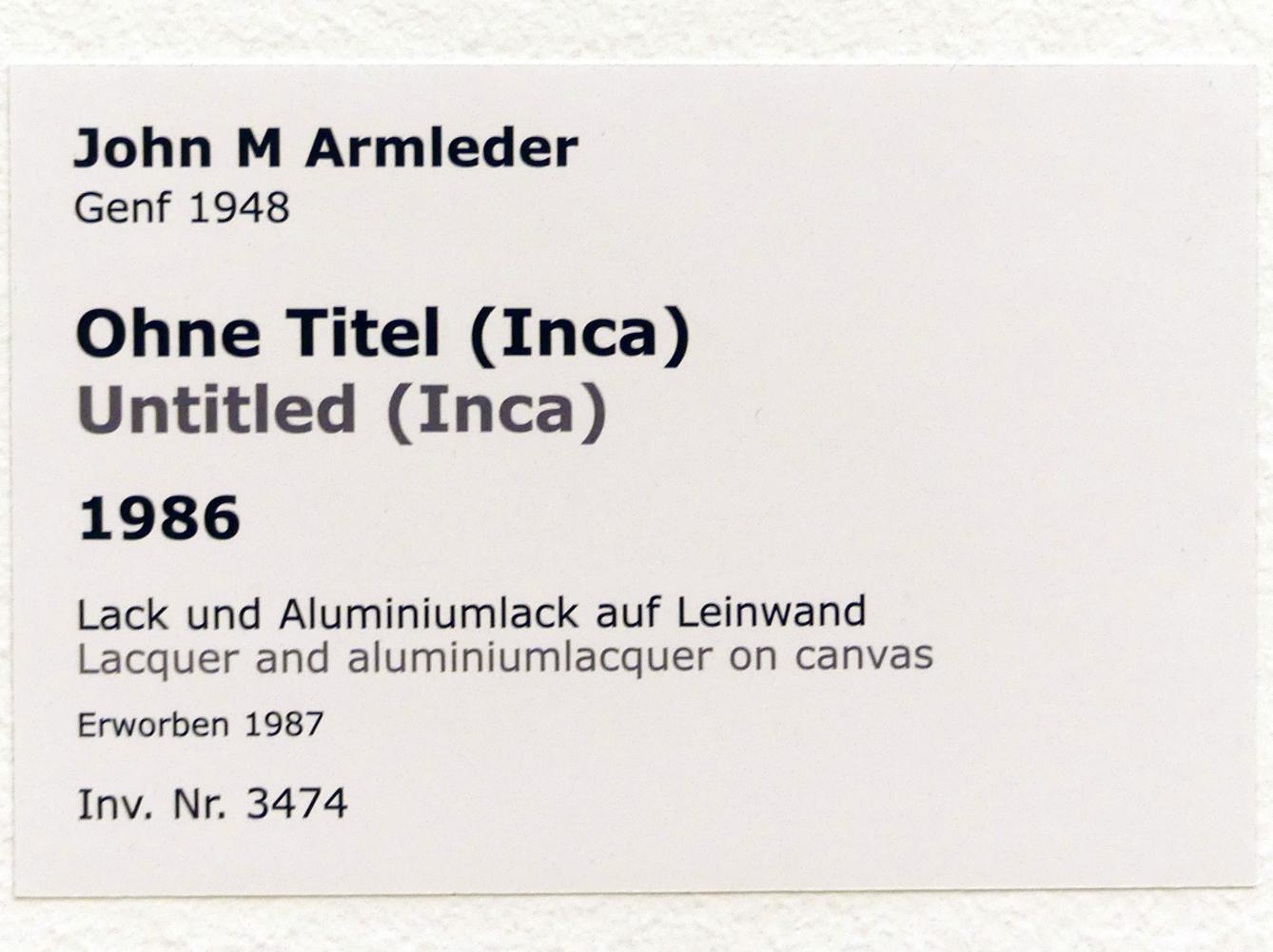 John M. Armleder (1986), Ohne Titel (Inca), Stuttgart, Staatsgalerie, Internationale Malerei, Skulptur und Gegenwartskunst 1, 1986, Bild 2/2