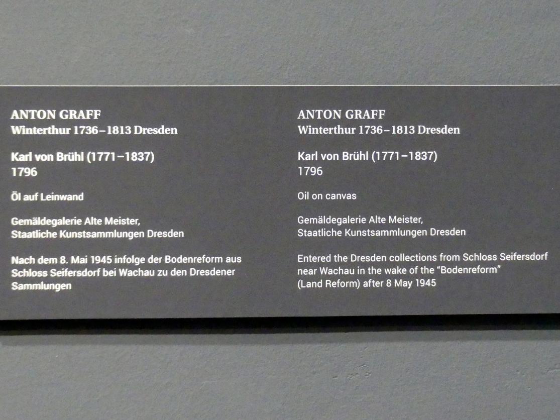 Anton Graff (1761–1807), Karl von Brühl (1771-1837), Dresden, Gemäldegalerie Alte Meister, Ausstellung "Anton Graff (1736–1813) – Porträts" vom 13.03.-16.06.2019, 1796, Bild 2/2