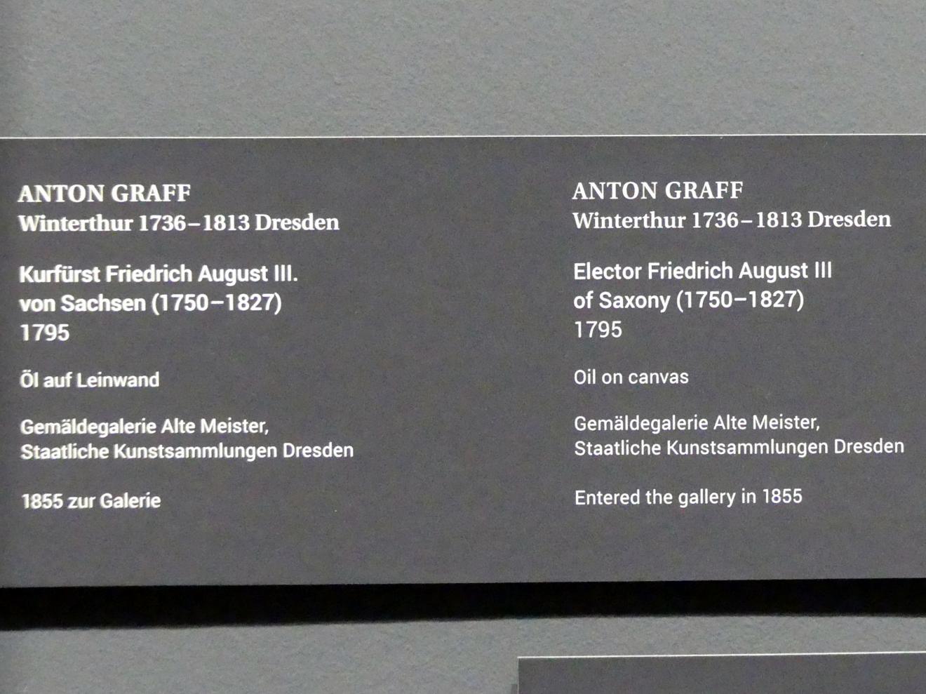Anton Graff (1761–1807), Kurfürst Friedrich August III. von Sachsen (1750-1827), Dresden, Gemäldegalerie Alte Meister, Ausstellung "Anton Graff (1736–1813) – Porträts" vom 13.03.-16.06.2019, 1795, Bild 2/2