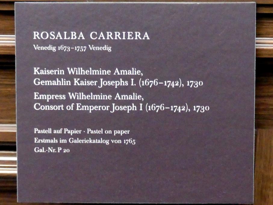 Rosalba Carriera (1712–1746), Kaiserin Wilhelmine Amalie, Gemahlin Kaiser Josephs I. (1673-1742), Dresden, Gemäldegalerie Alte Meister, 2. OG: Pastelle, 1730, Bild 2/2