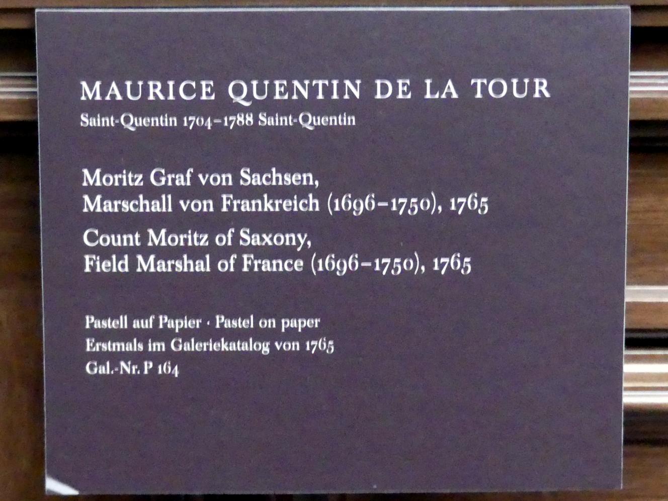 Maurice Quentin de La Tour (1749–1765), Moritz Graf von Sachsen, Marschall von Frankreich (1696-1750), Dresden, Gemäldegalerie Alte Meister, 2. OG: Pastelle, 1765, Bild 2/2