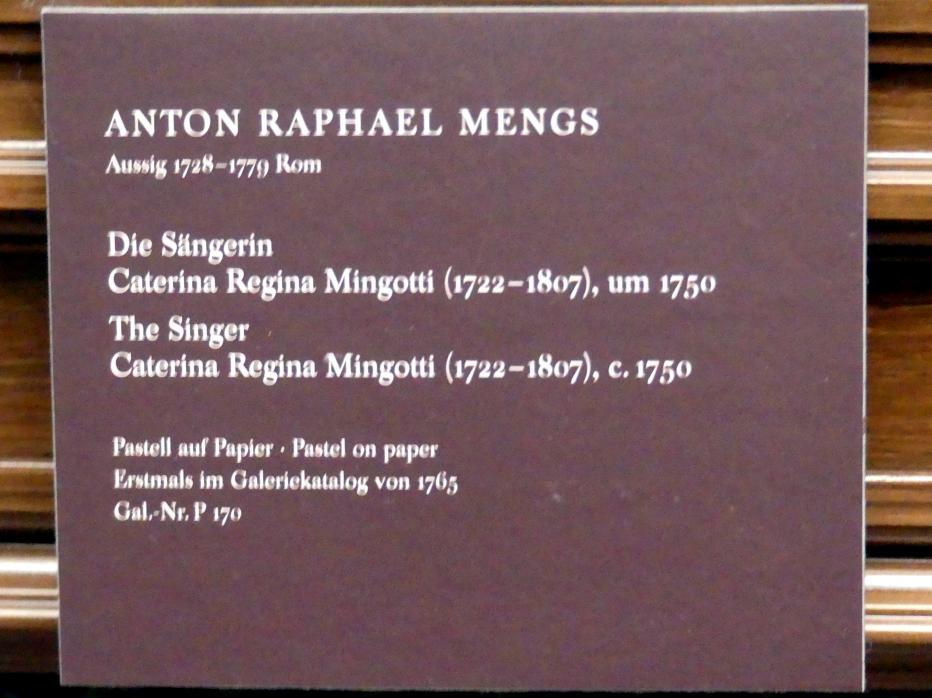 Anton Raphael Mengs (1744–1777), Die Sängerin Caterina Regina Mingotti (1722-1807), Dresden, Gemäldegalerie Alte Meister, 2. OG: Pastelle, um 1750, Bild 2/2