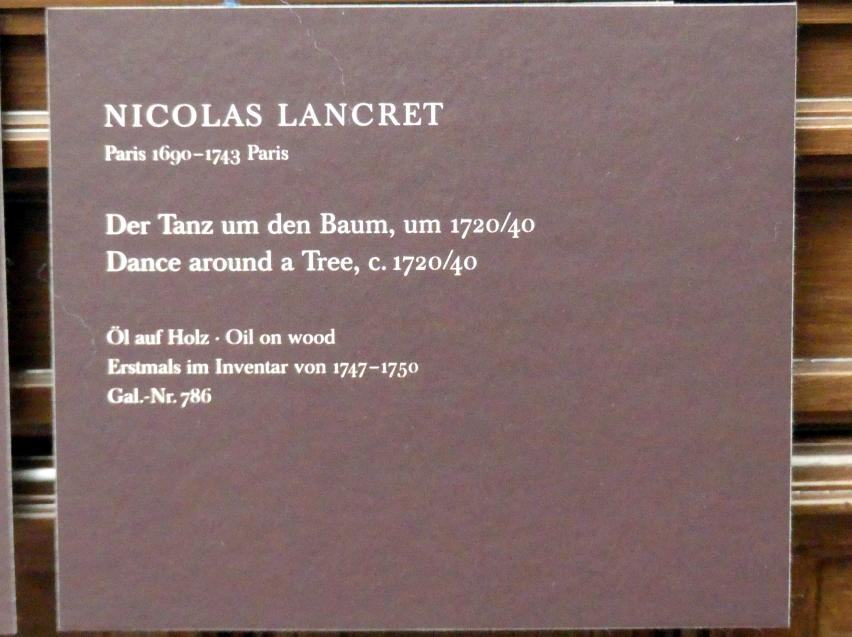Nicolas Lancret (1723–1743), Der Tanz um den Baum, Dresden, Gemäldegalerie Alte Meister, 2. OG: Hofkunst 18. Jahrhundert, um 1720–1740, Bild 2/2