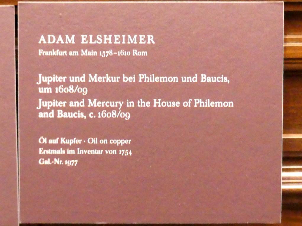 Adam Elsheimer (1597–1609), Jupiter und Merkur bei Philemon und Baucis, Dresden, Gemäldegalerie Alte Meister, 1. OG: Niederländische Malerei 17. Jahrhundert, um 1608–1609, Bild 2/2