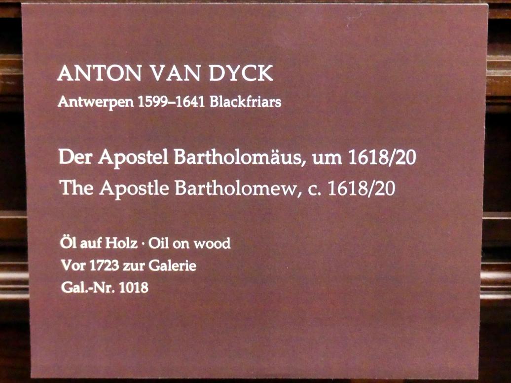 Anthonis (Anton) van Dyck (1614–1641), Der Apostel Bartholomäus, Dresden, Gemäldegalerie Alte Meister, 1. OG: van Dyck, um 1618–1620, Bild 2/2