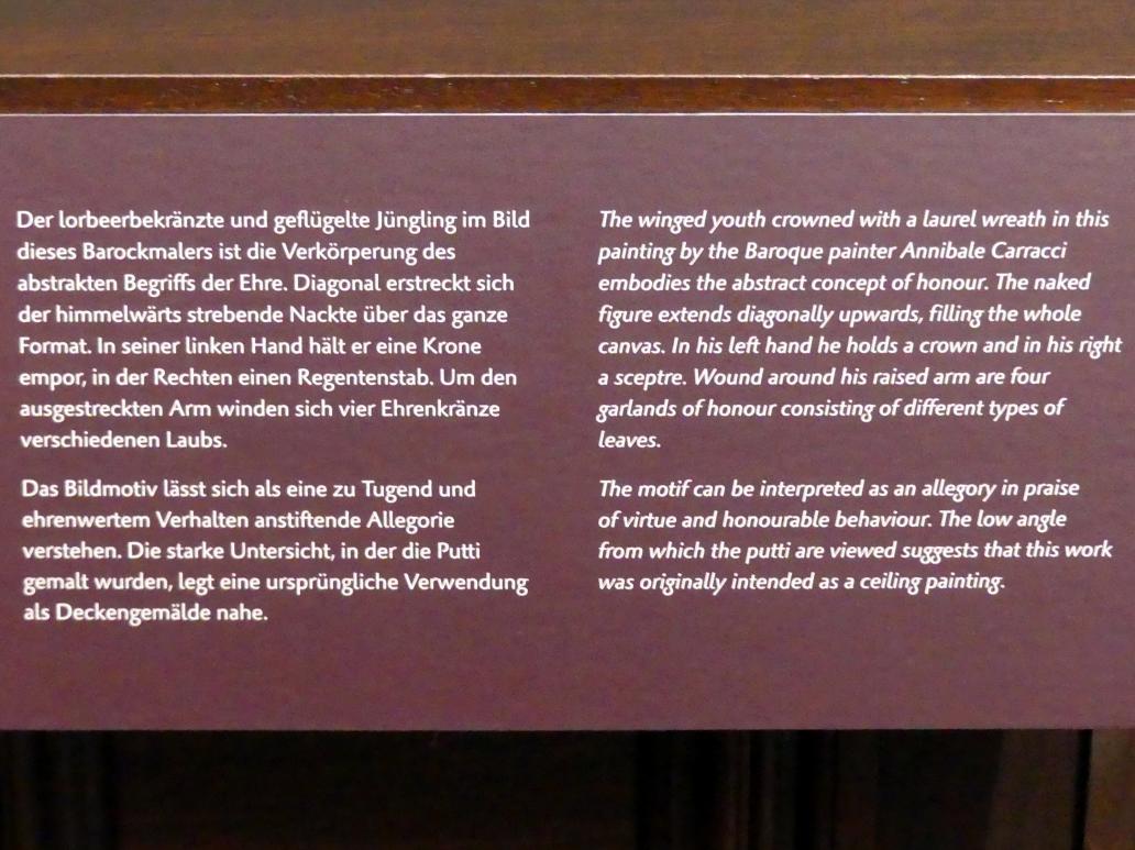 Annibale Carracci (1582–1609), Der Genius der Ehre, Dresden, Gemäldegalerie Alte Meister, 1. OG: Italienische Malerei 17. Jahrhundert, 1588–1589, Bild 3/3