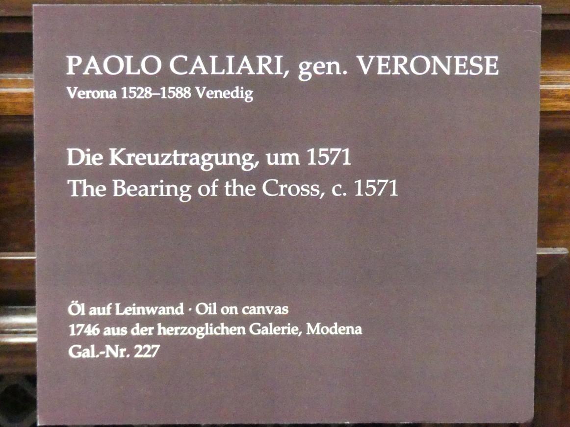 Paolo Caliari (Veronese) (1547–1587), Die Kreuztragung, Dresden, Gemäldegalerie Alte Meister, 1. OG: Veronese, um 1571, Bild 2/2
