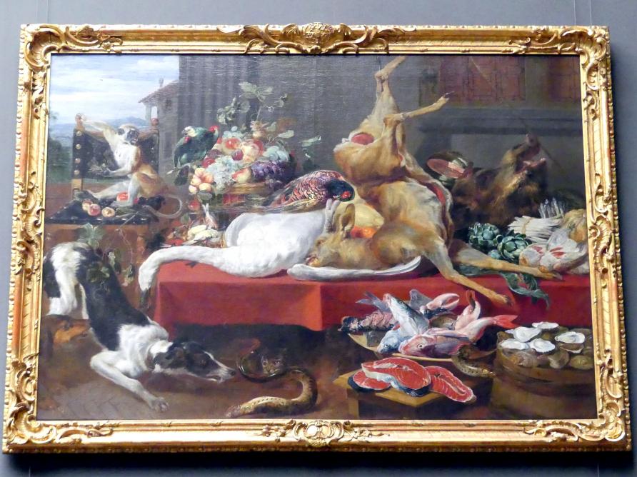 Frans Snyders (1610–1650), Stillleben mit dem Affen auf dem Stuhl, Dresden, Gemäldegalerie Alte Meister, 1. OG: Historienmalerei, Undatiert