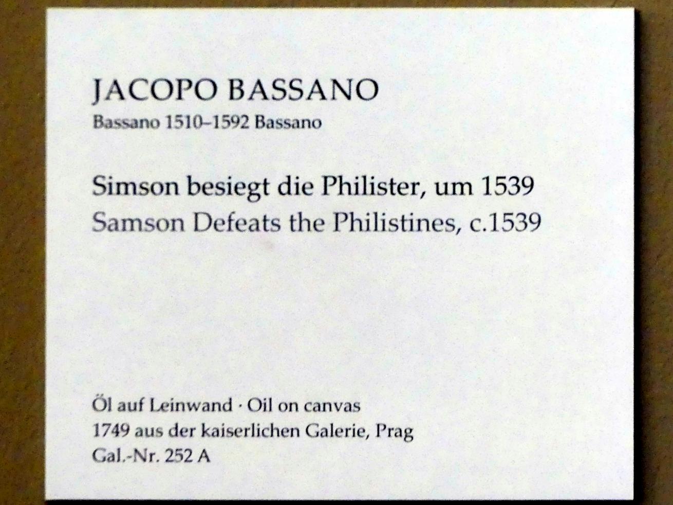 Jacopo Bassano (da Ponte) (1539–1590), Simson besiegt die Philister, Dresden, Gemäldegalerie Alte Meister, Treppenhaus, um 1539, Bild 2/2