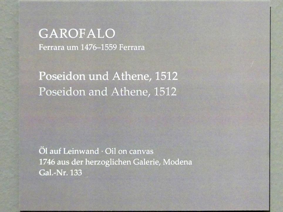 Benvenuto Tisi Garofalo (1509–1540), Poseidon und Athene, Dresden, Gemäldegalerie Alte Meister, EG: Ferrareser Malerei, 1512, Bild 2/2