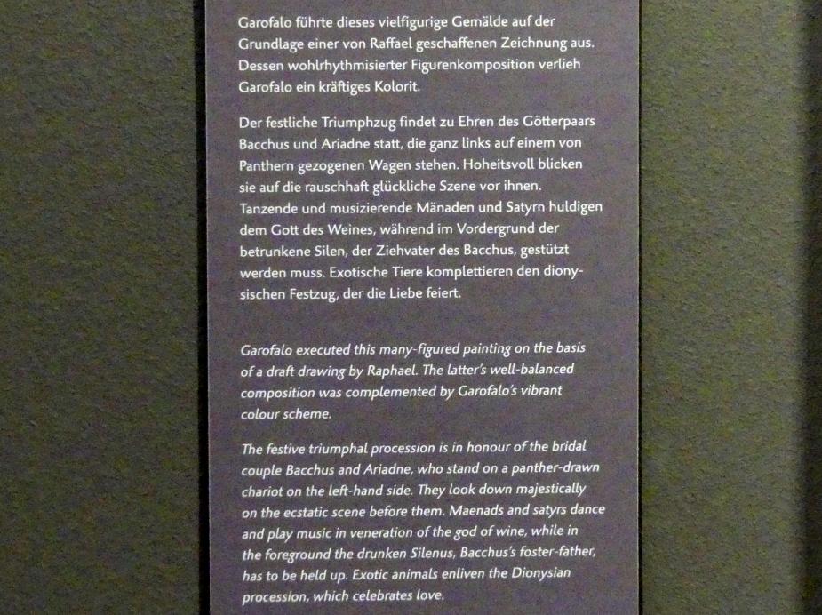 Benvenuto Tisi Garofalo (1509–1540), Der Triumph des Bacchus, Dresden, Gemäldegalerie Alte Meister, EG: Ferrareser Malerei, 1540, Bild 3/3