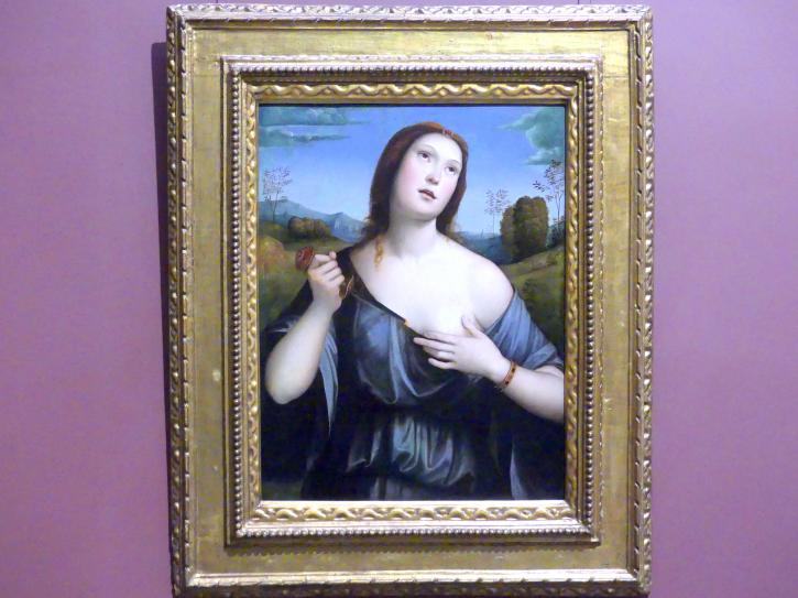 Francesco Francia (Raibolini) (1487–1515), Lukrezia, Dresden, Gemäldegalerie Alte Meister, EG: Altäre und Andachtsbilder, um 1505–1506, Bild 1/2