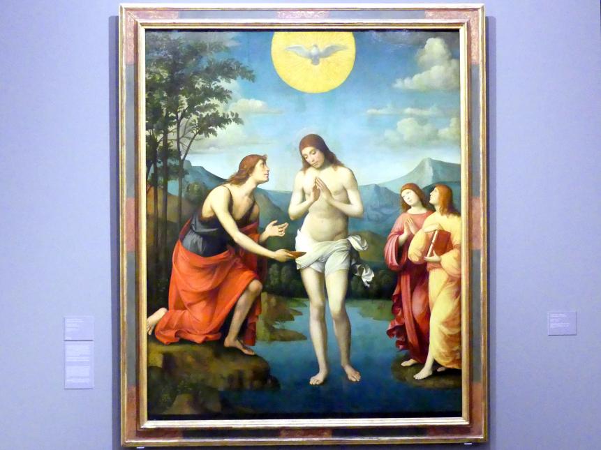 Francesco Francia (Raibolini) (1487–1515), Die Taufe Christi, Dresden, Gemäldegalerie Alte Meister, EG: Altäre und Andachtsbilder, 1509, Bild 1/3