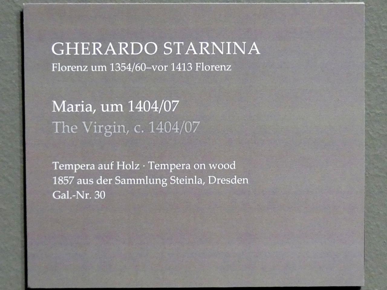 Gherardo Starnina (1398–1409), Maria, Dresden, Gemäldegalerie Alte Meister, EG: Frührenaissance, um 1404–1407, Bild 2/2