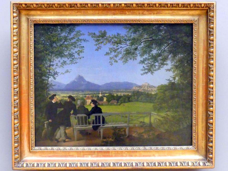 Julius Schoppe (1807–1817), Ausblick auf Aigen und Salzburg, Dresden, Albertinum, Galerie Neue Meister, 2. Obergeschoss, Saal 3, 1807, Bild 1/2