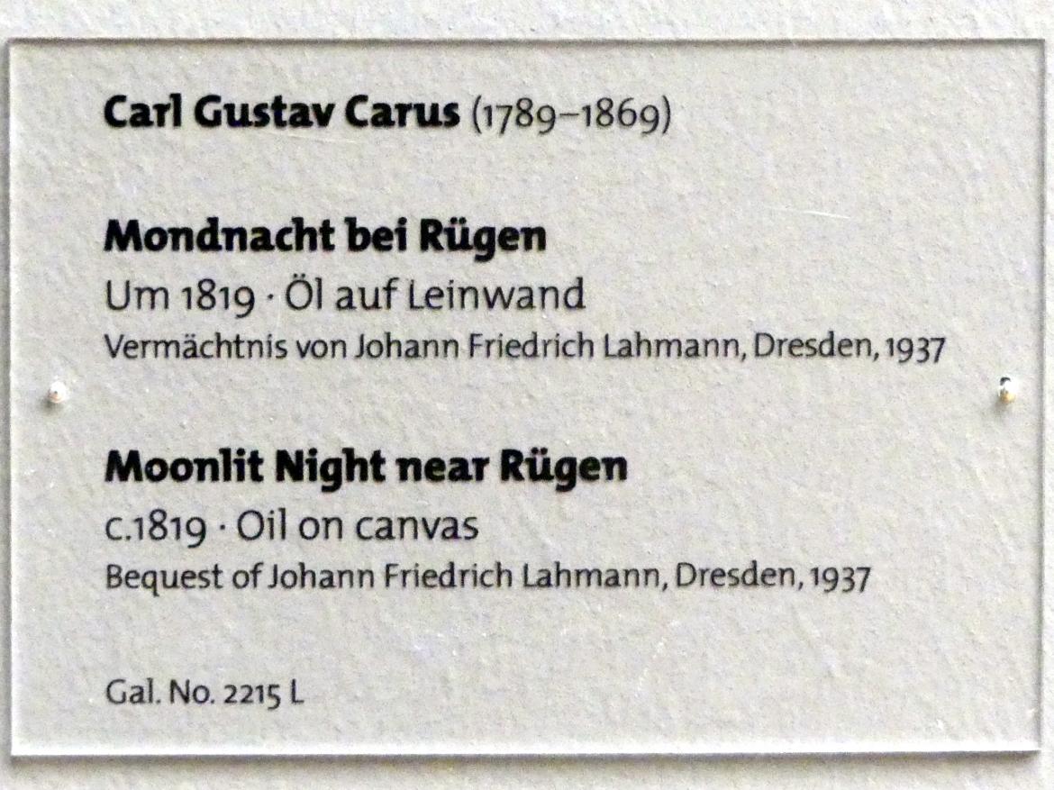 Carl Gustav Carus (1819–1845), Mondnacht bei Rügen, Dresden, Albertinum, Galerie Neue Meister, 2. Obergeschoss, Saal 3, um 1819, Bild 2/2