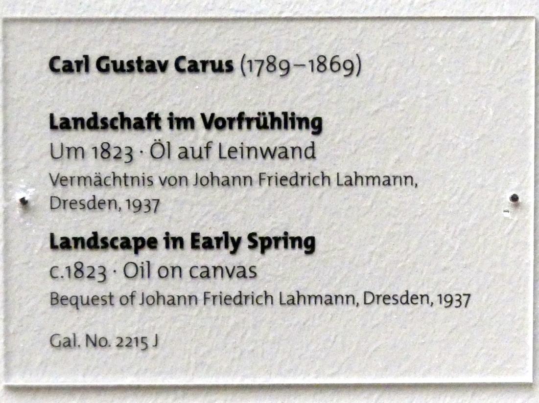 Carl Gustav Carus (1819–1845), Landschaft im Vorfrühling, Dresden, Albertinum, Galerie Neue Meister, 2. Obergeschoss, Saal 3, um 1823, Bild 2/2