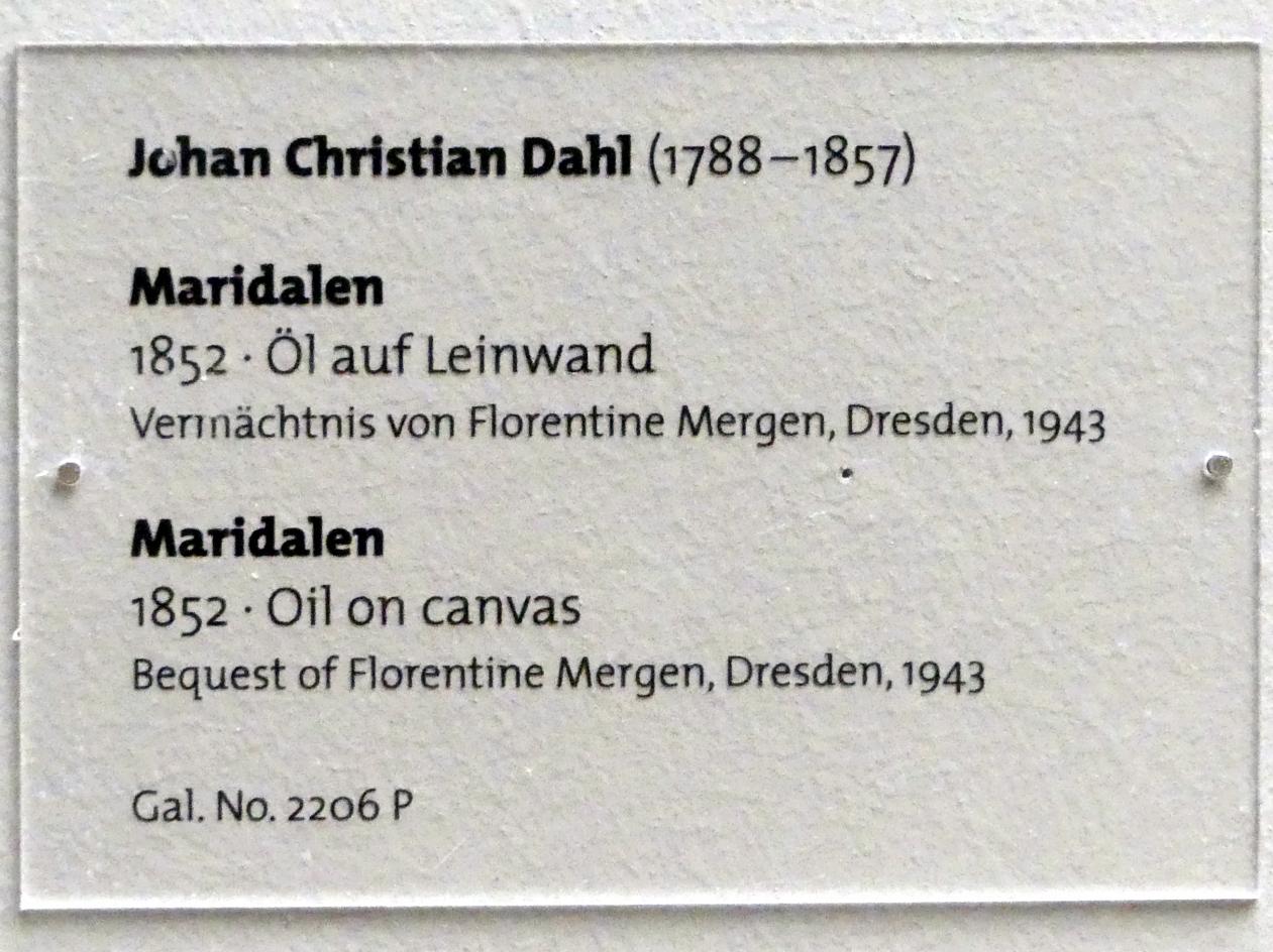 Johan Christian Clausen Dahl (1815–1852), Maridalen, Dresden, Albertinum, Galerie Neue Meister, 2. Obergeschoss, Saal 3, 1852, Bild 2/2