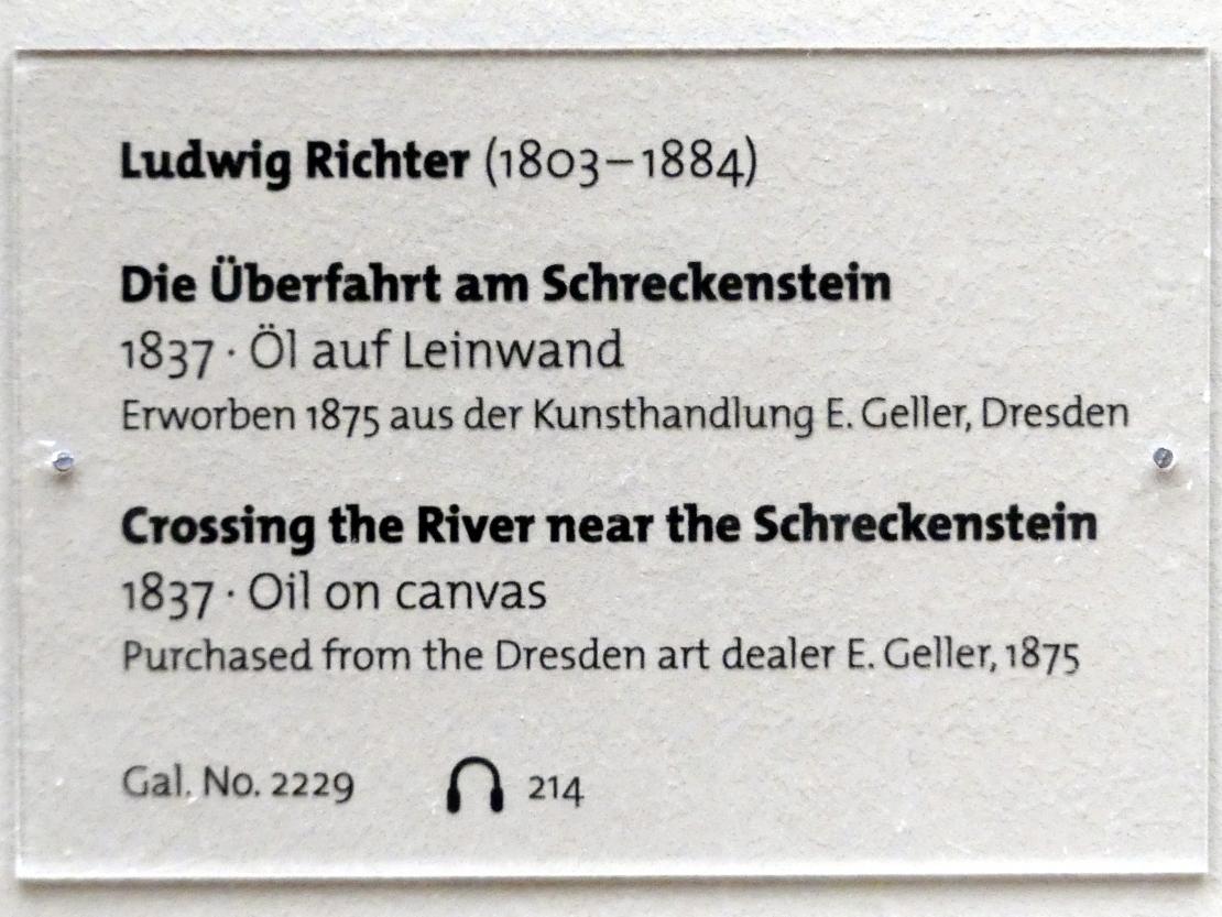 Ludwig Richter (1824–1884), Die Überfahrt am Schreckenstein, Dresden, Albertinum, Galerie Neue Meister, 2. Obergeschoss, Saal 4, 1837, Bild 2/2
