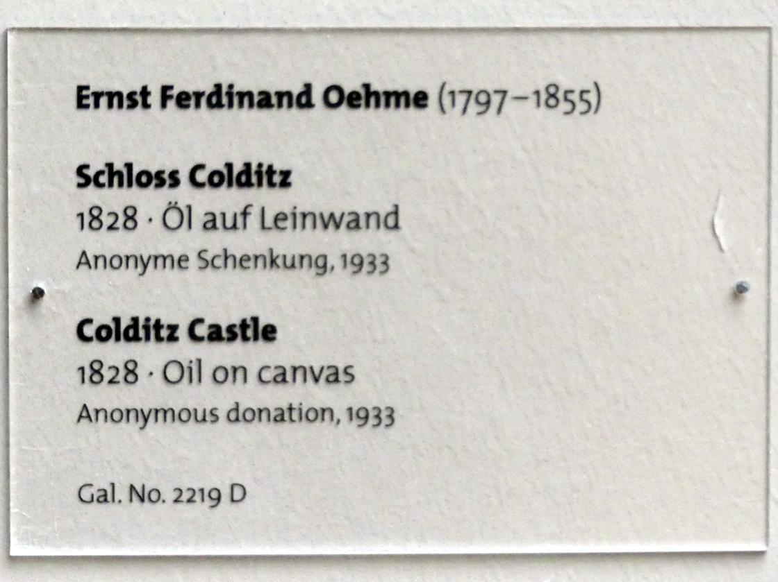 Ernst Ferdinand Oehme (1821–1853), Schloss Colditz, Dresden, Albertinum, Galerie Neue Meister, 2. Obergeschoss, Saal 4, 1828, Bild 2/2