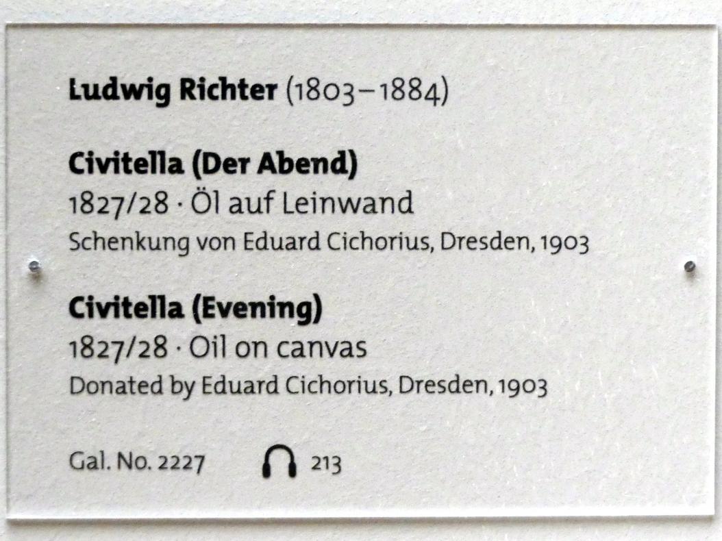 Ludwig Richter (1824–1884), Civitella (Der Abend), Dresden, Albertinum, Galerie Neue Meister, 2. Obergeschoss, Saal 4, 1827–1828, Bild 2/2