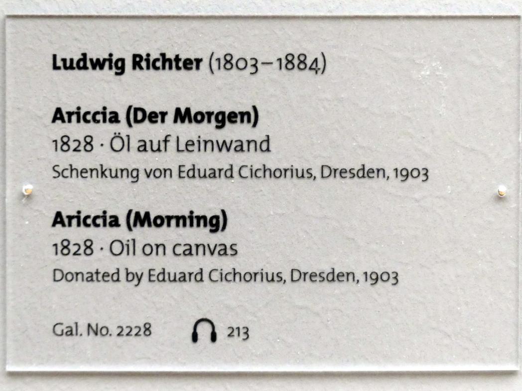 Ludwig Richter (1824–1884), Ariccia (Der Morgen), Dresden, Albertinum, Galerie Neue Meister, 2. Obergeschoss, Saal 4, 1828, Bild 2/2