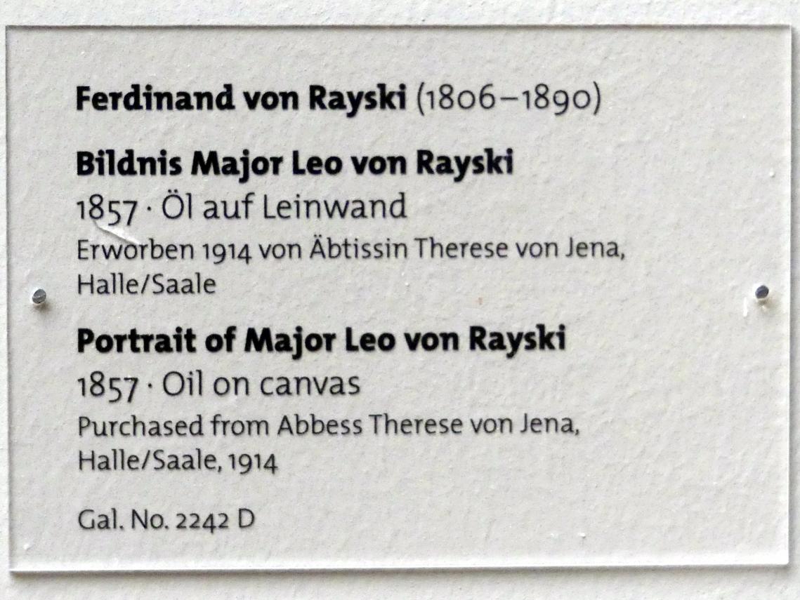 Ferdinand von Rayski (1837–1875), Bildnis Major Leo von Rayski, Dresden, Albertinum, Galerie Neue Meister, 2. Obergeschoss, Saal 5, 1857, Bild 2/2