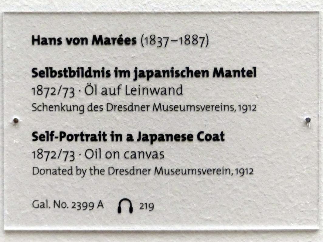 Hans von Marées (1861–1886), Selbstbildnis im japanischen Mantel, Dresden, Albertinum, Galerie Neue Meister, 2. Obergeschoss, Saal 6, 1872–1873, Bild 2/2