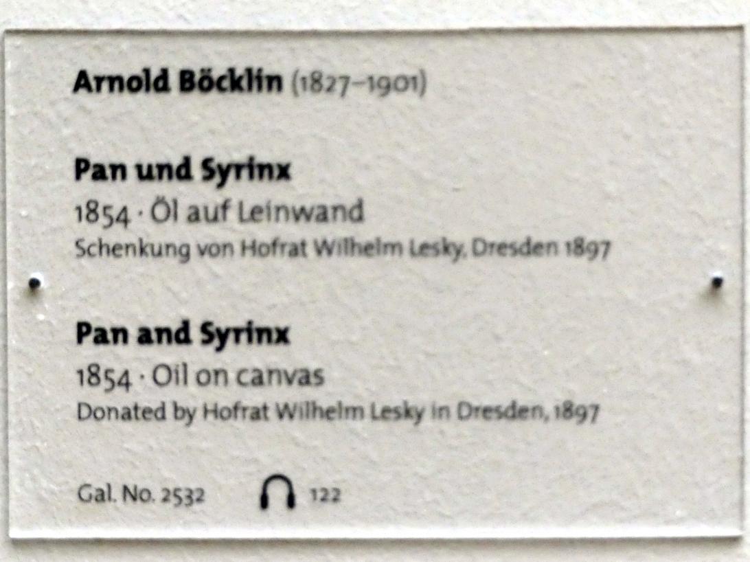 Arnold Böcklin (1851–1897), Pan und Syrinx, Dresden, Albertinum, Galerie Neue Meister, 2. Obergeschoss, Saal 6, 1854, Bild 2/2