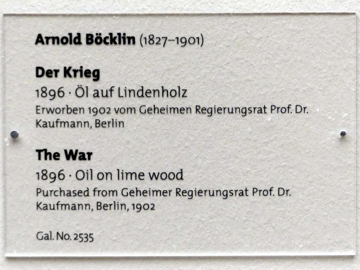 Arnold Böcklin (1851–1897), Der Krieg, Dresden, Albertinum, Galerie Neue Meister, 2. Obergeschoss, Saal 6, 1896, Bild 2/2