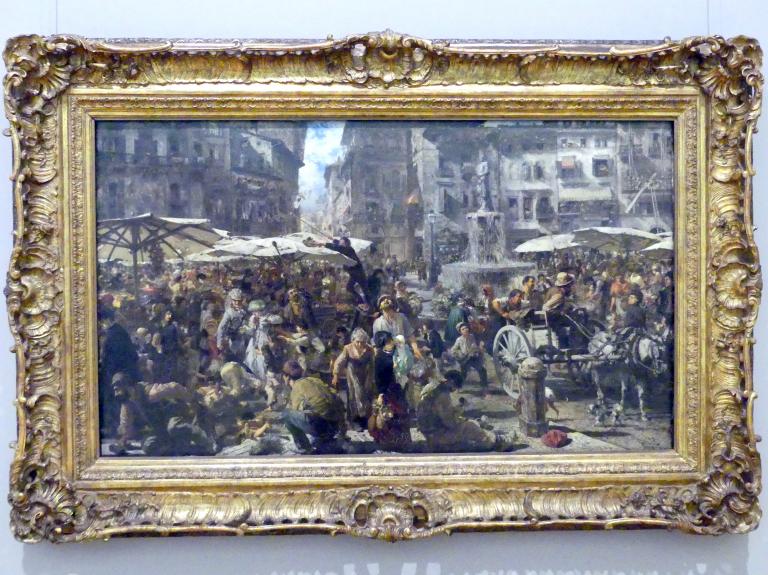 Adolph von Menzel (1844–1888), Piazza d'Erbe in Verona, Dresden, Albertinum, Galerie Neue Meister, 2. Obergeschoss, Saal 7, 1884, Bild 1/2