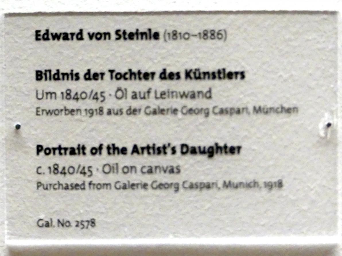 Edward von Steinle (1831–1884), Bildnis der Tochter des Künstlers, Dresden, Albertinum, Galerie Neue Meister, 2. Obergeschoss, Saal 8, um 1840–1845, Bild 2/2