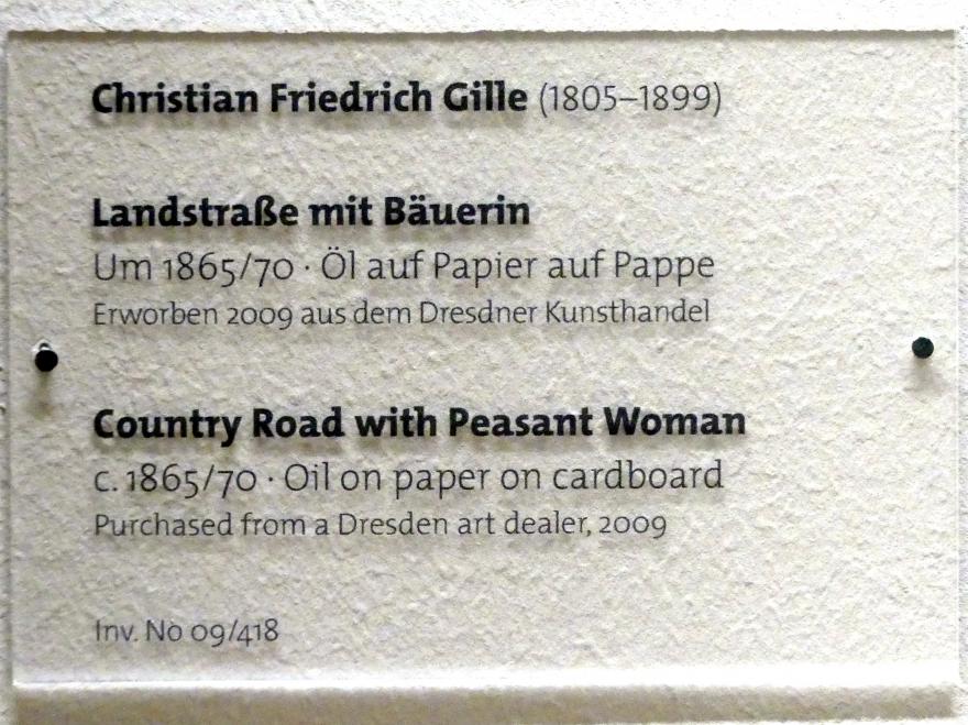 Christian Friedrich Gille (1831–1867), Landstraße mit Bäuerin, Dresden, Albertinum, Galerie Neue Meister, 2. Obergeschoss, Saal 9, um 1865–1870, Bild 2/2