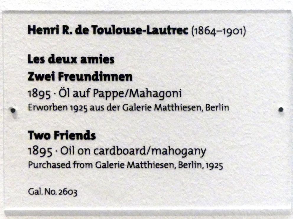 Henri de Toulouse-Lautrec (1880–1897), Les deux amies - Zwei Freundinnen, Dresden, Albertinum, Galerie Neue Meister, 2. Obergeschoss, Saal 10, 1895, Bild 2/2