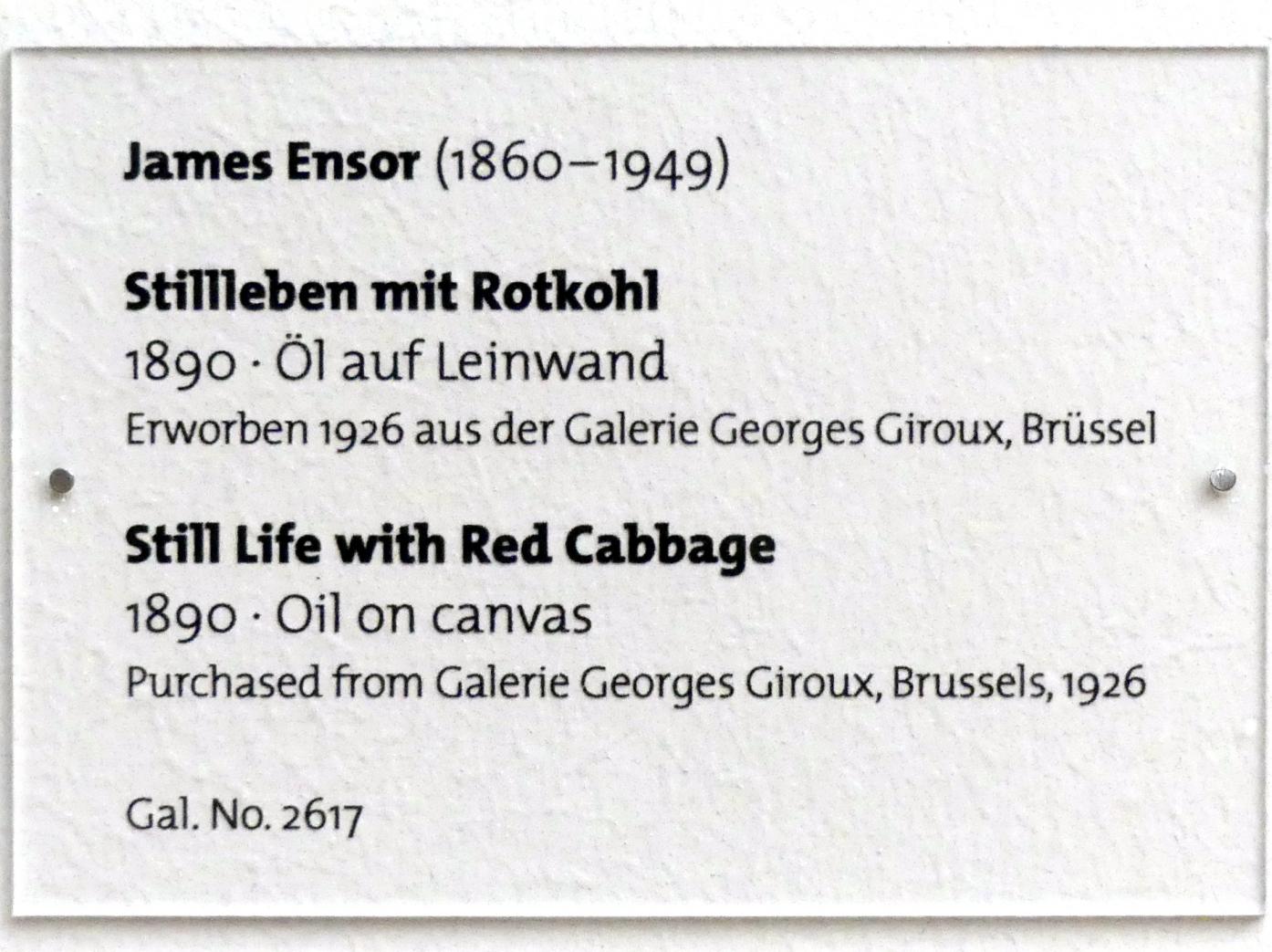 James Ensor (1880–1925), Stillleben mit Rotkohl, Dresden, Albertinum, Galerie Neue Meister, 2. Obergeschoss, Saal 11, 1890, Bild 2/2