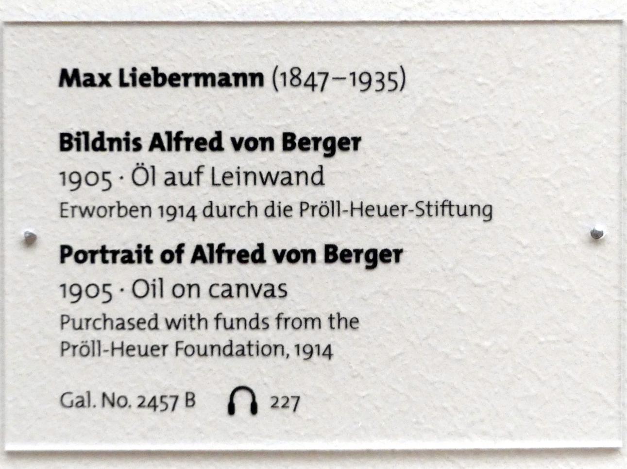 Max Liebermann (1872–1929), Bildnis Alfred von Berger, Dresden, Albertinum, Galerie Neue Meister, 2. Obergeschoss, Saal 11, 1905, Bild 2/2