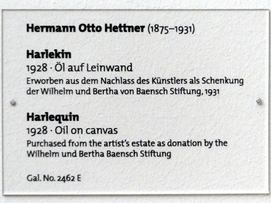 Otto Hettner (1928), Harlekin, Dresden, Albertinum, Galerie Neue Meister, 2. Obergeschoss, Saal 13, 1928, Bild 2/2