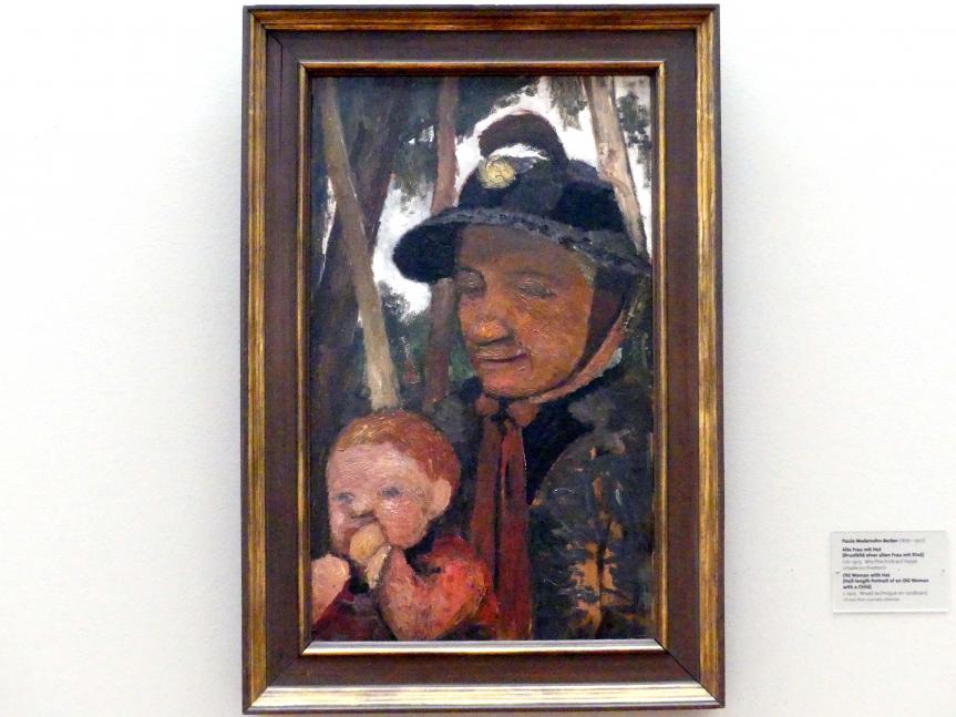 Paula Modersohn-Becker (1900–1910), Alte Frau mit Hut (Brustbild einer alten Frau mit Kind), Dresden, Albertinum, Galerie Neue Meister, 2. Obergeschoss, Saal 13, um 1905