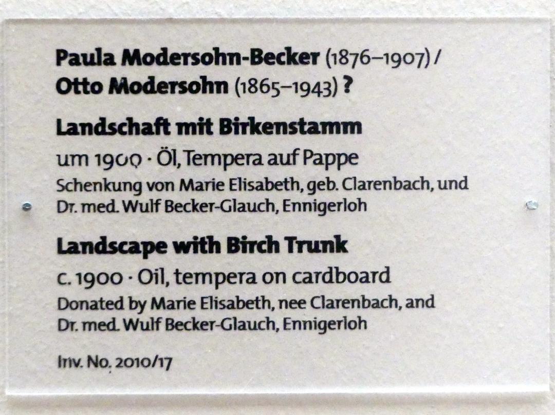 Paula Modersohn-Becker (1900–1910), Landschaft mit Birkenstamm, Dresden, Albertinum, Galerie Neue Meister, 2. Obergeschoss, Saal 13, um 1900, Bild 2/2