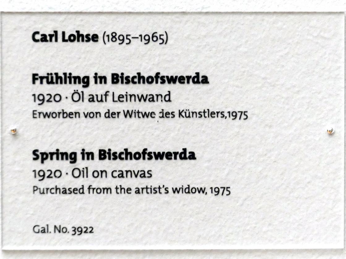 Carl Lohse (1919–1920), Frühling in Bischofswerda, Dresden, Albertinum, Galerie Neue Meister, 2. Obergeschoss, Saal 14, 1920, Bild 2/2