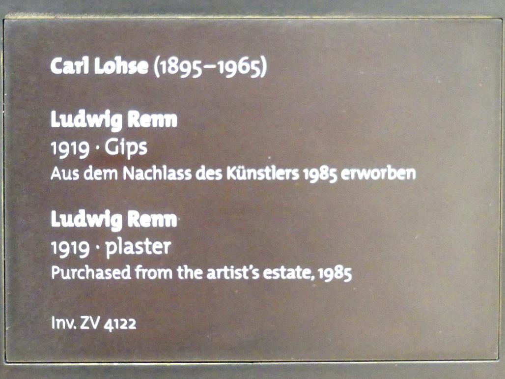 Carl Lohse (1919–1920), Ludwig Renn, Dresden, Albertinum, Galerie Neue Meister, 2. Obergeschoss, Saal 14, 1919, Bild 7/7