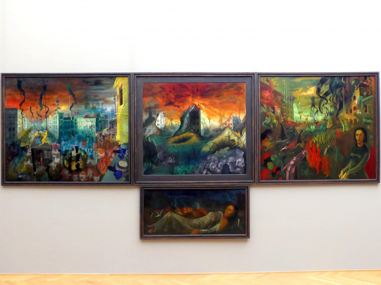 Hans Grundig (1928–1947), Das Tausendjährige Reich (Triptychon), Dresden, Albertinum, Galerie Neue Meister, 2. Obergeschoss, Saal 15, 1935–1938