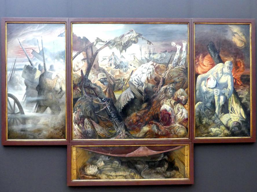 Otto Dix (1913–1949), Der Krieg (Triptychon), Dresden, Albertinum, Galerie Neue Meister, 2. Obergeschoss, Saal 15, 1929–1932, Bild 1/6