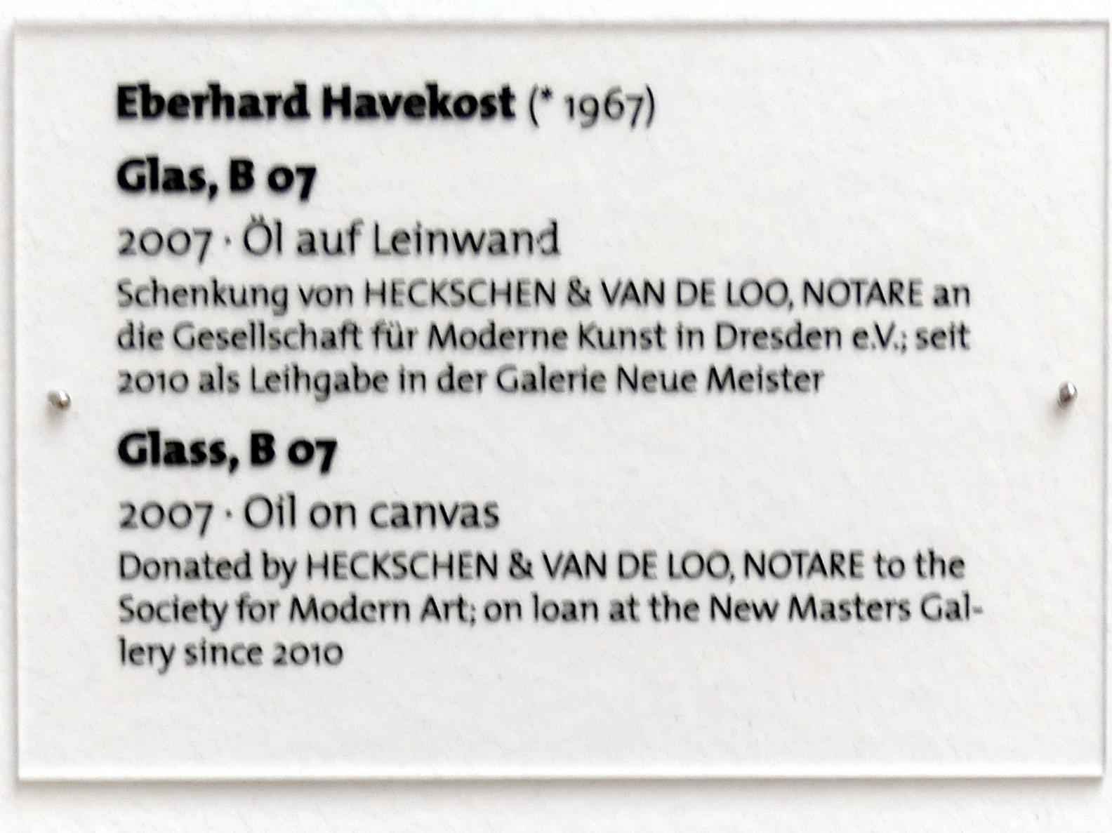 Eberhard Havekost (1999–2007), Glas, B 07, Dresden, Albertinum, Galerie Neue Meister, 2. Obergeschoss, Saal 19, 2007, Bild 2/2