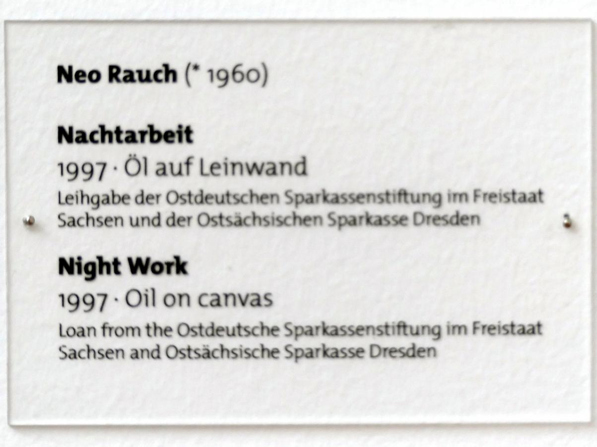 Neo Rauch (1993–2010), Nachtarbeit, Dresden, Albertinum, Galerie Neue Meister, 2. Obergeschoss, Saal 19, 1997, Bild 2/2